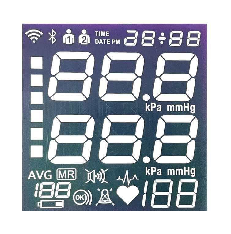 Ventas de fábrica TN Segmento LCD Negro y Blanco Segmento Código Esfigmomanómetro Display personalizable
