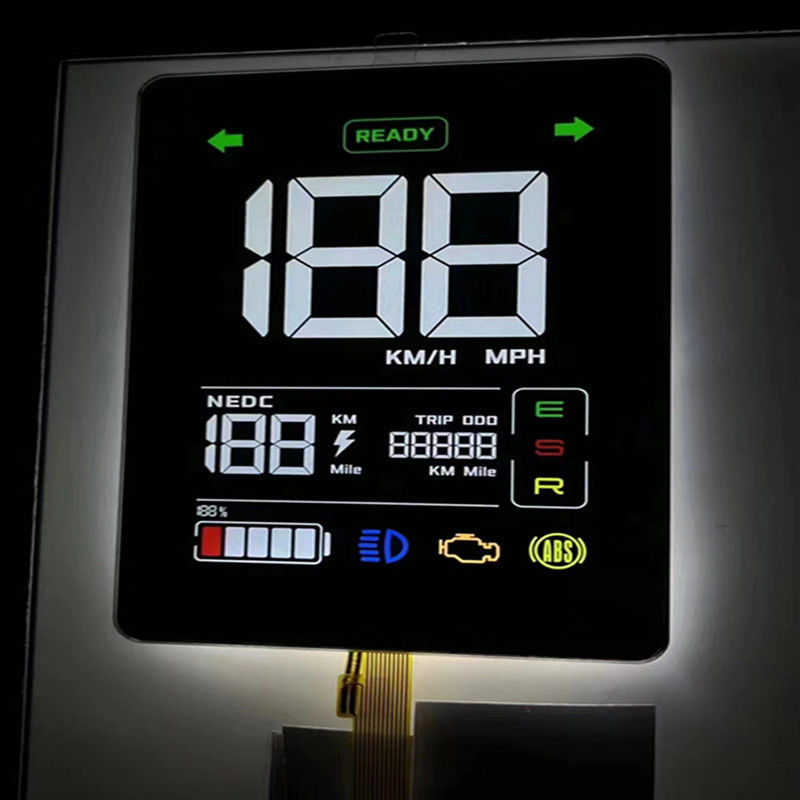 Pantalla LCD de segmento negro VA personalizada con color impreso para salpicadero de coche, pantalla de 7 segmentos, pantalla LCD de 4 dígitos, conexión PIN