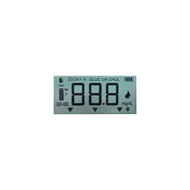 Pantalla LCD LCD de ROHS personalizada 7 segmento 3.0 Voltaje Segmento transmisivo Pantalla LCD para glucómetro