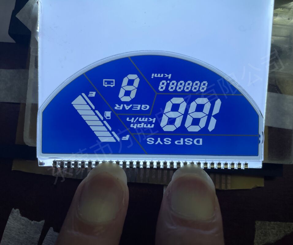 Pantalla LCD monocromática LCD para motocicleta con película azul personalizada Pantallas LCD velocímetro semicircular