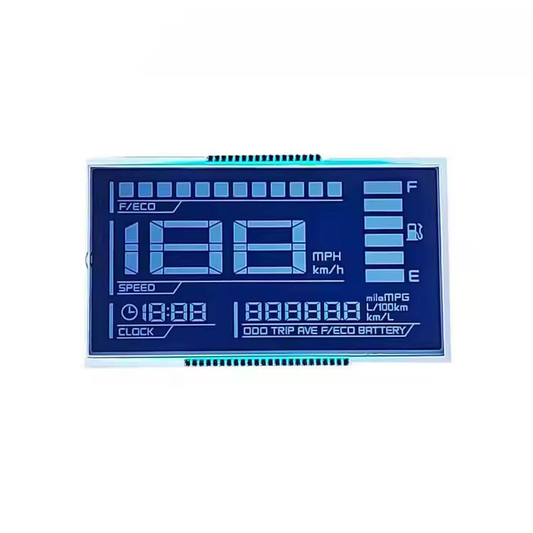 LCD de segmento azul negativo Htn personalizado para motocicletas, pantalla LCD negativa con retroiluminación HTN nemática de alta torsión