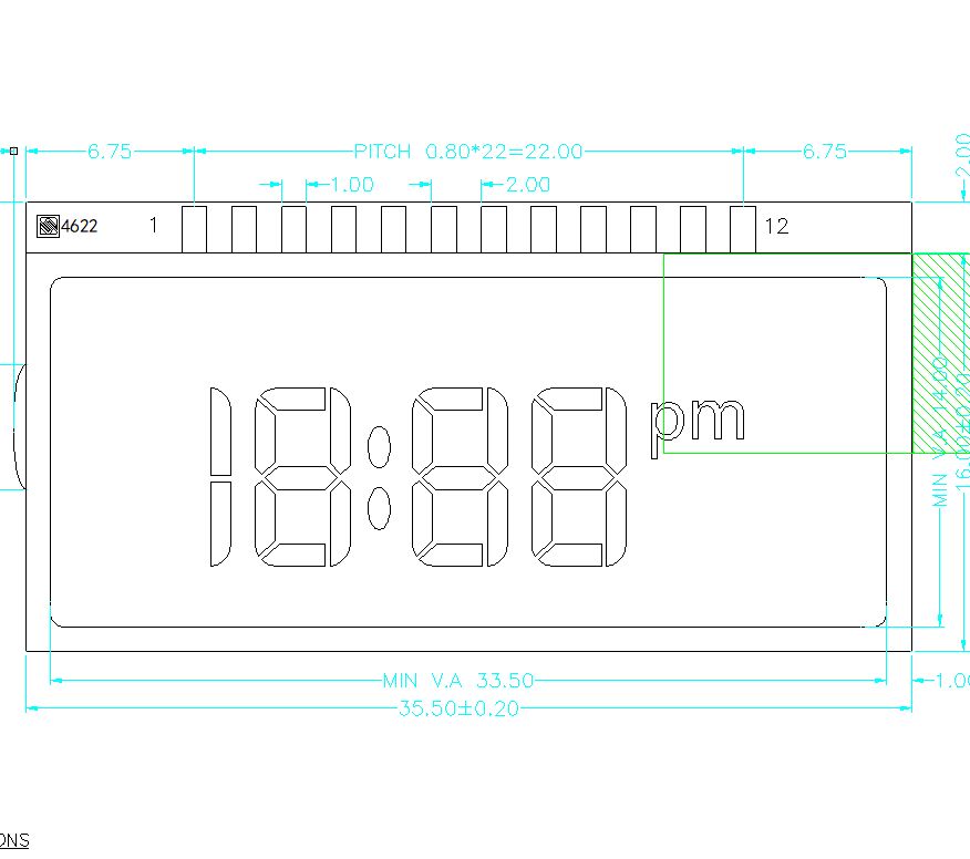 Exhibiciones LCD monocromáticas del TN del tamaño de encargo para las pantallas LCD del TN del panel LCD del segmento del TN del reloj del dígito
