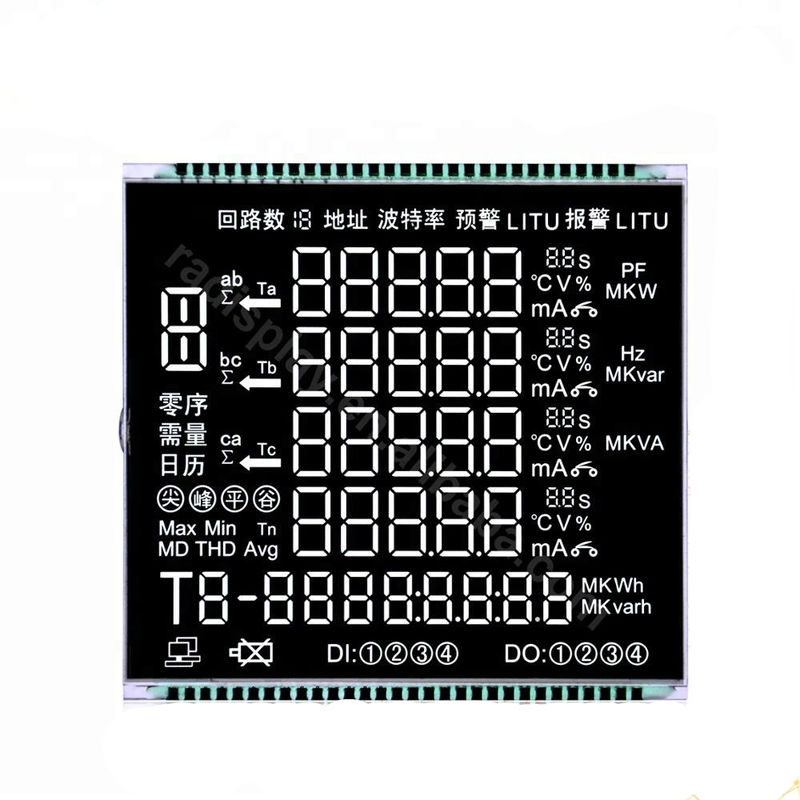 la exhibición de 3.3V VA LCD con los pernos de Matel conecta la pantalla LCD negra del fondo para el metro de la energía