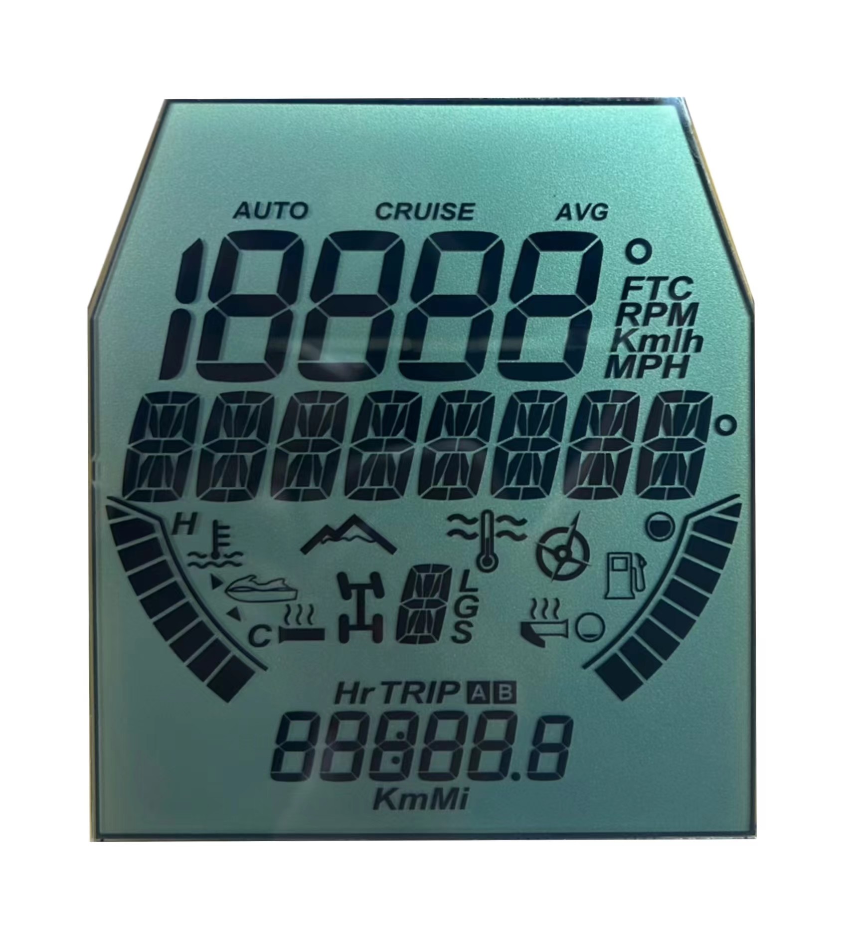 4.5 V Pantalla de instrumentos HTN positiva para embarcaciones motorizadas LCD personalizable