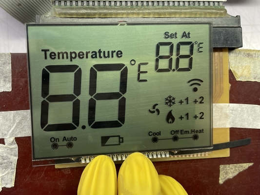 Pantalla LCD HTN de matriz positiva monocromática de 7 segmentos de transmisión gráfica de pantalla LCD para termostato
