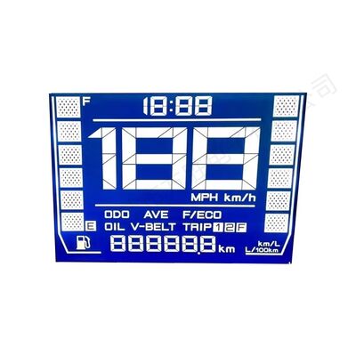 Pantalla LCD monocromática de 7 segmentos HTN para motocicleta y vehículo eléctrico para velocímetro - LCD personalizado de película blanca / azul